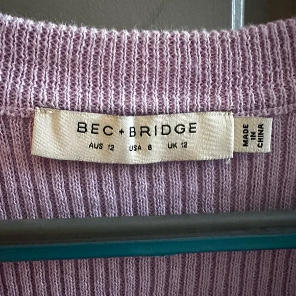 Bec + Bridge Purple Ribbed Button-Up Cardigan - Picture 3 of 4
